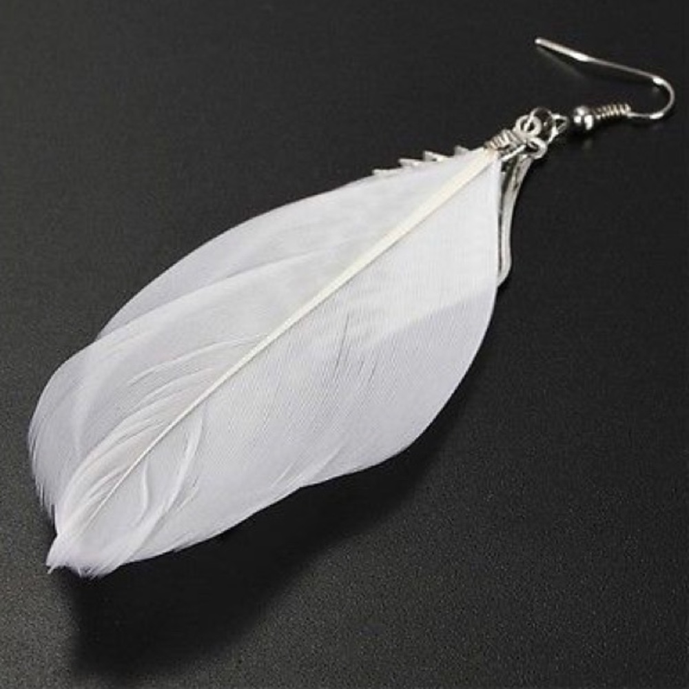 Angel Wing Feather Dangle Earrings - Picture 5 of 5